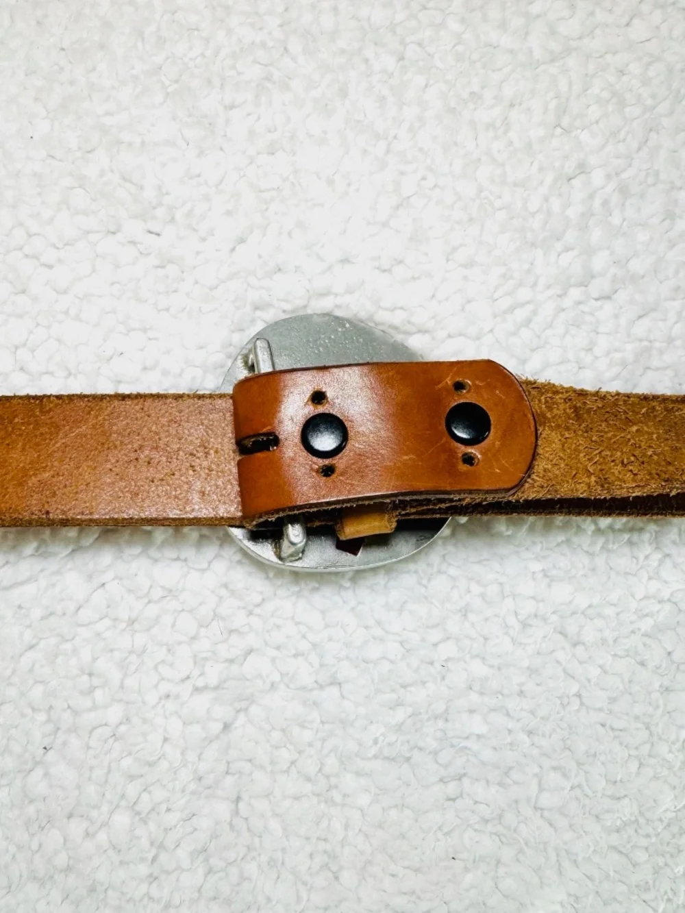 Vintage MCM Belt Buckle Handmade Stainless Steel Leather Belt Unique Unisex 51